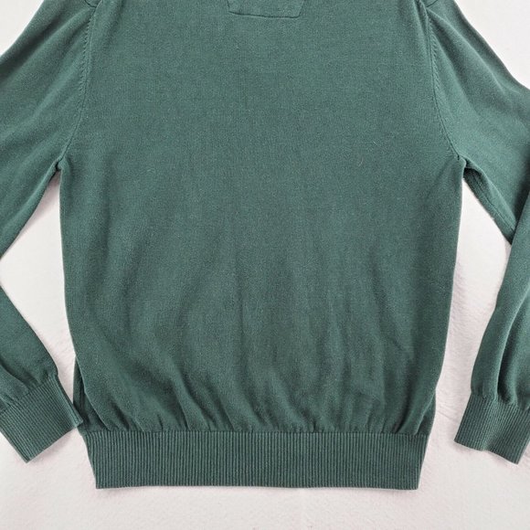 NAUTICA Sweater Men's Long Sleeve 1/4 Zip High Neck Sailboat Green Large - Picture 9 of 12